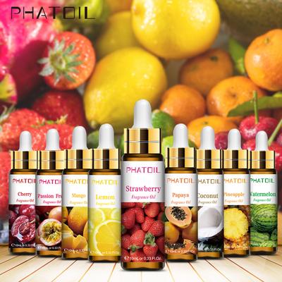 PHATOIL 10 мл Клубника Вишня Лайм Манго Кокос Фруктовые ароматические масла для ароматерапии Диффузоры Уход за кожей Массаж Йога Релаксация Духи «сделай сам»