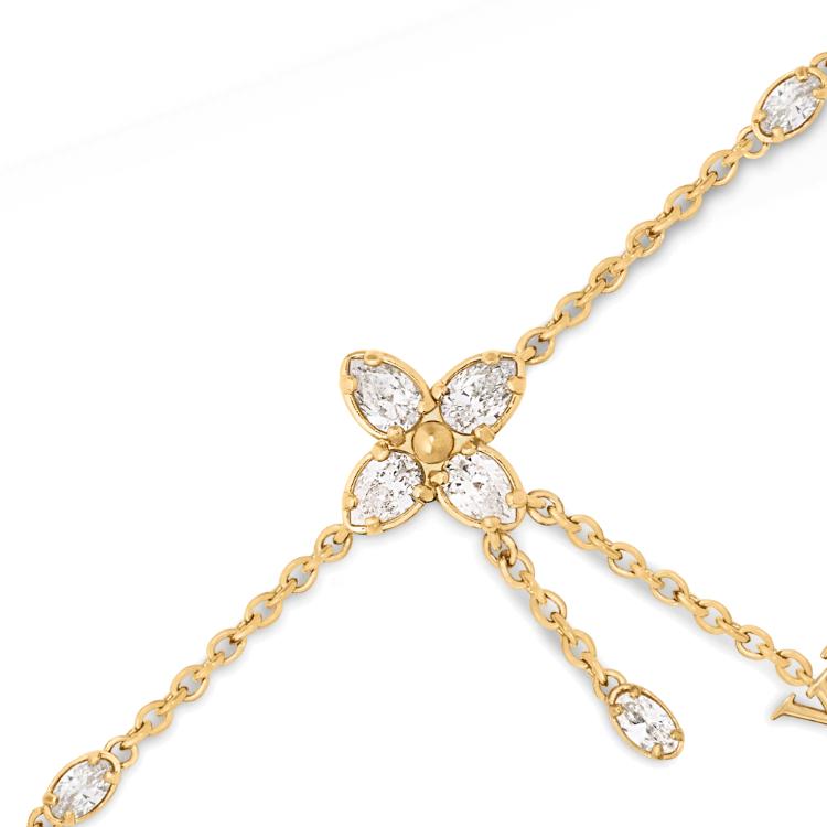Louis Vuitton Dazzle Floral Inlay Sparkling Metal Bracelet Women bracelet Gold M1625A