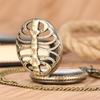 Hollow Fishbone Shaped Quartz Pocket Watch Vintage Necklace Chain Clock Gifts for Men Women