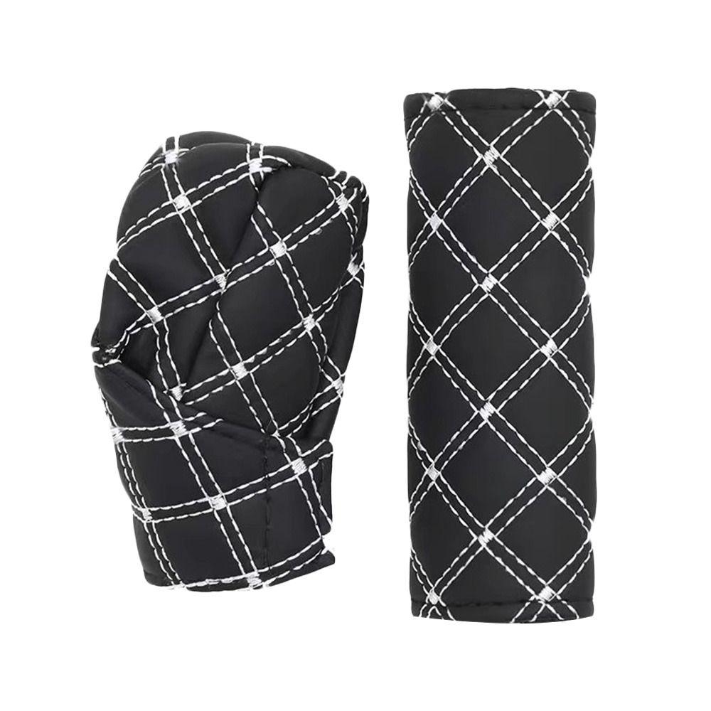 2Pcs/set Car Shift Handle Cover Handbrake Protective Universal Adjustable Shift Knob Cover Non-Slip Durable Auto Accessories