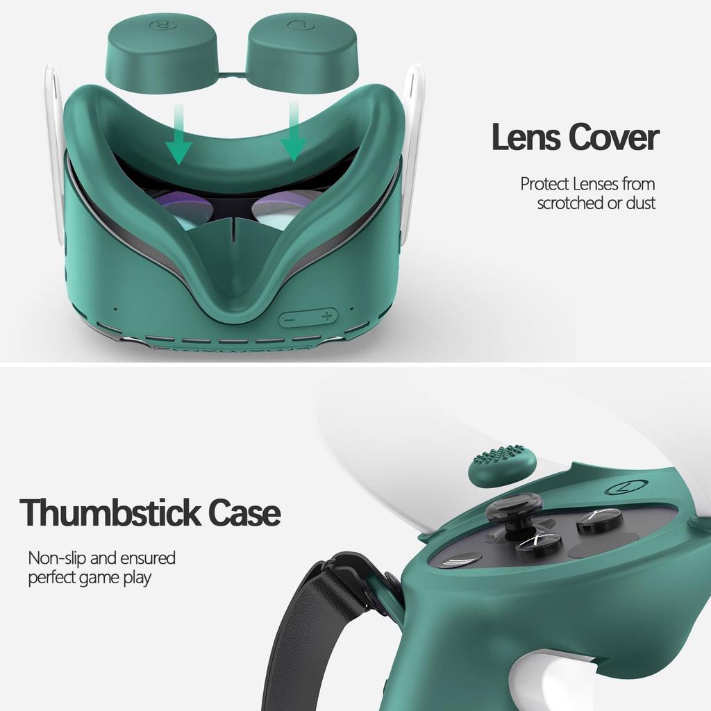 Five-Piece Silicone Protective Case Set for Meta/Oculus Quest 2: VR Controller and Main Unit Covers