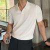Men's Trendy Summer Japanese Style Polo Shirt - Short-Sleeved, Solid Color, Versatile Knitted Top