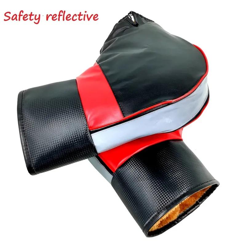 1 Pair Universal Motorcycle Gloves Bike Handle Bar Gloves Pu Leather Winter Warm Scooter Bike Windproof Handle Bar Protector