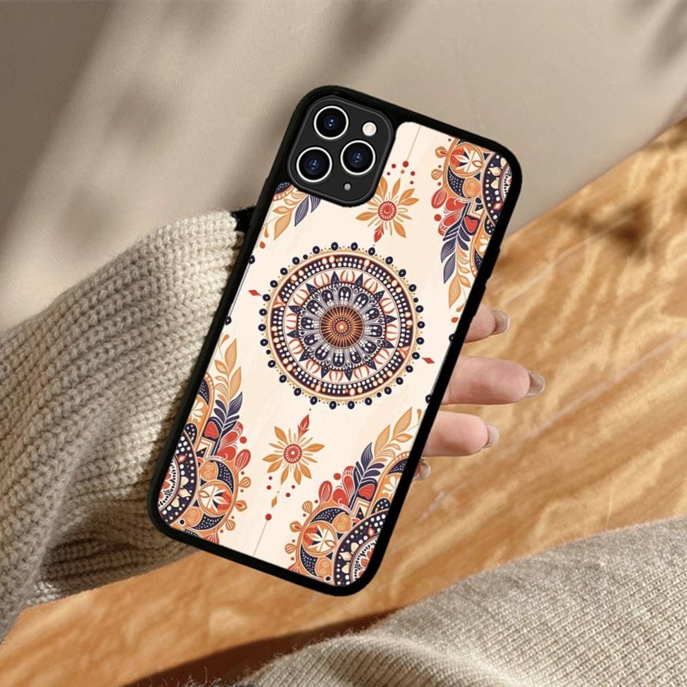 Чехол для телефона с рисунком мандалы, PC+TPU, для iPhone 17 16 15 14 PRO MAX 11 12 13 PLUS MINI