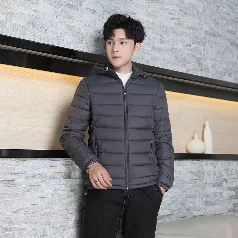 Down Cotton-padded Men's Short Stand-up Collar Hooded Warm Cotton-padded Clothes Large Size Youth Men's Casual Autumn and Winter Jacket