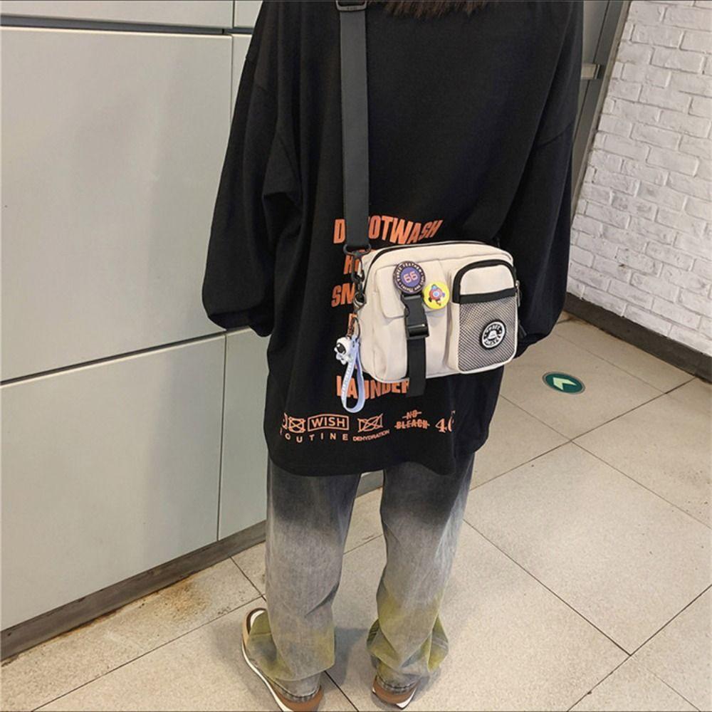 Portable Men Crossbody Bag Quick-dry Mobile Phone Pack Zipper Canvas Shoulder Bag Daily