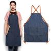 Dirt-resistant Kitchen Chef Apron with Pocket Painting Apron Durable Cross Back Denim Apron  Cafe