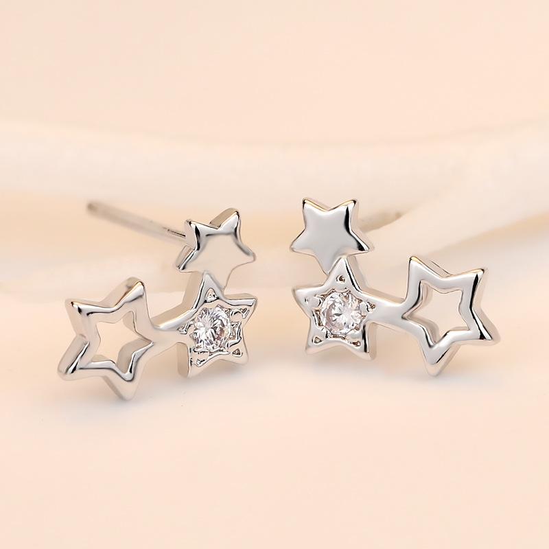 Новый продукт Серьги с полыми углами в форме пяти звезд для женщин Серьги для темперамента Серьги с имитацией циркония