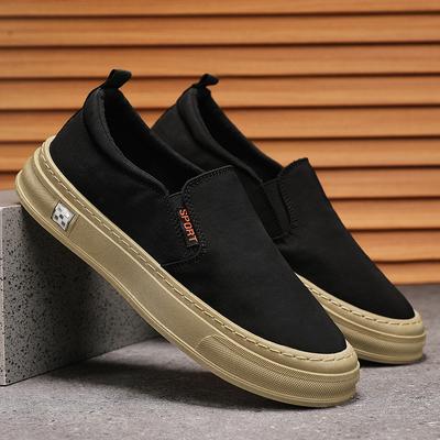 2025 Мужская парусиновая обувь Slip On Driving Shoes Loafers Дышащая плоская обувь Мужская повседневная обувь