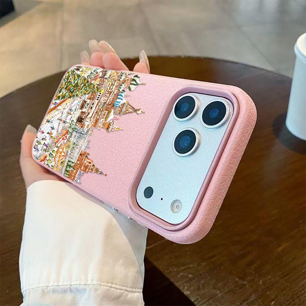 Ins Мультяшный Рождественский Стиль Чехол Для Телефона Для iPhone 17 16 Pro Max 15 14 13 12 11 Pro Max 16 Plus Уличный Пейзаж Чехлы Для Телефона