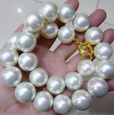 РЕДКОЕ огромное ожерелье из белого жемчуга из ракушек Южных морей диаметром 12 мм, 18 дюймов
