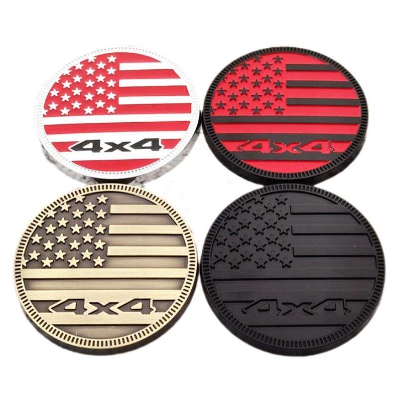 3D Metal Side Fender Rear Trunk Badge Emblem Sticker 4X4 US Flag For Jeep Wrangler Grand Cherokee Dodge Car Accessories ALU1