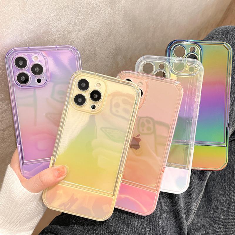 Чехол-держатель с лазерной подставкой Aurora для Iphone 13 12 11 Pro Max Xs Max Xr X 13pro 11, прозрачный противоударный бампер, задняя крышка