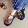 Ethnic Style Leather Thick-soled Bag Head Sandals Women's 2024 Summer Retro Style Hand-embroidered Muffin Bottom Empty Women's Shoes