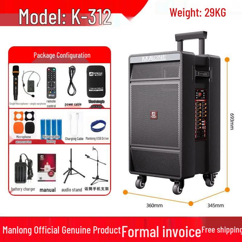 MALONE K-312 Portable Outdoor KTV Speaker (CN version)