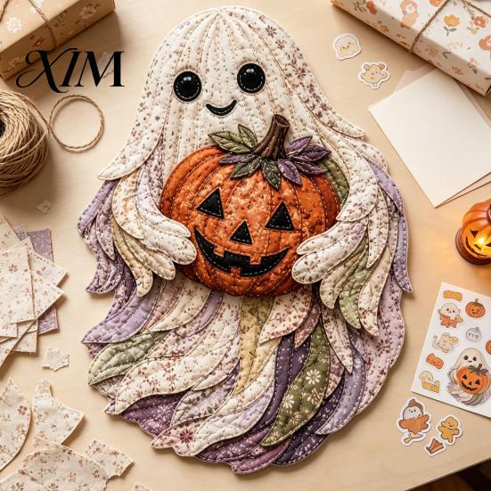 Weekend Hobby Sewing Projects Halloween Patchwork DIY Kit, Fabric Kit with Owl Skeleton Materials for Kids Ghost Witch Designs, Crafting Seasonal Home