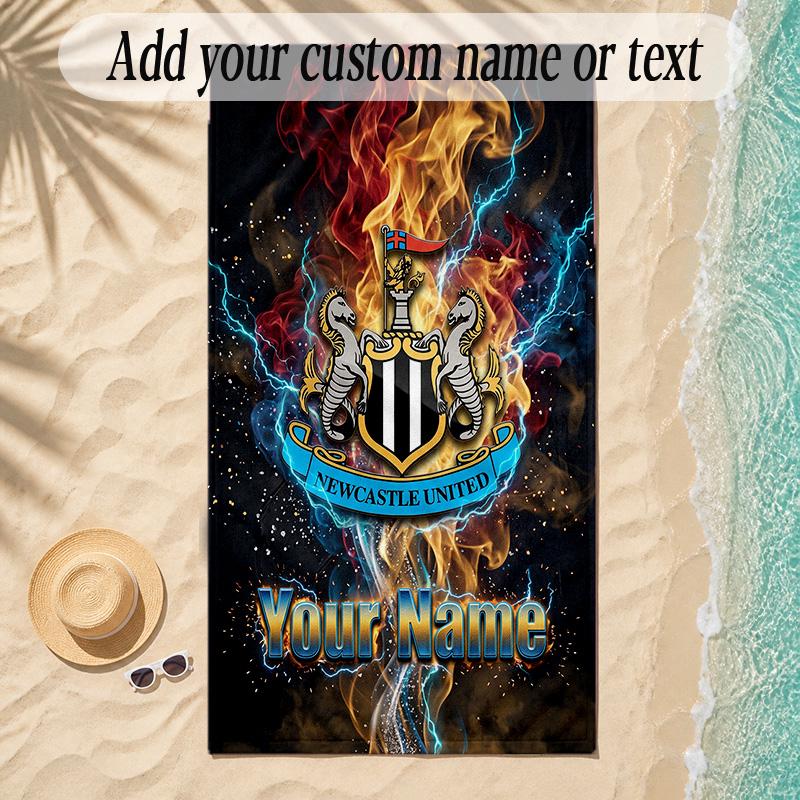Пляжное полотенце Newcastle United FC С индивидуальным именем Текст Персонализированное Мягкое полотенце для пляжа Бассейна Дома Декор Подарок