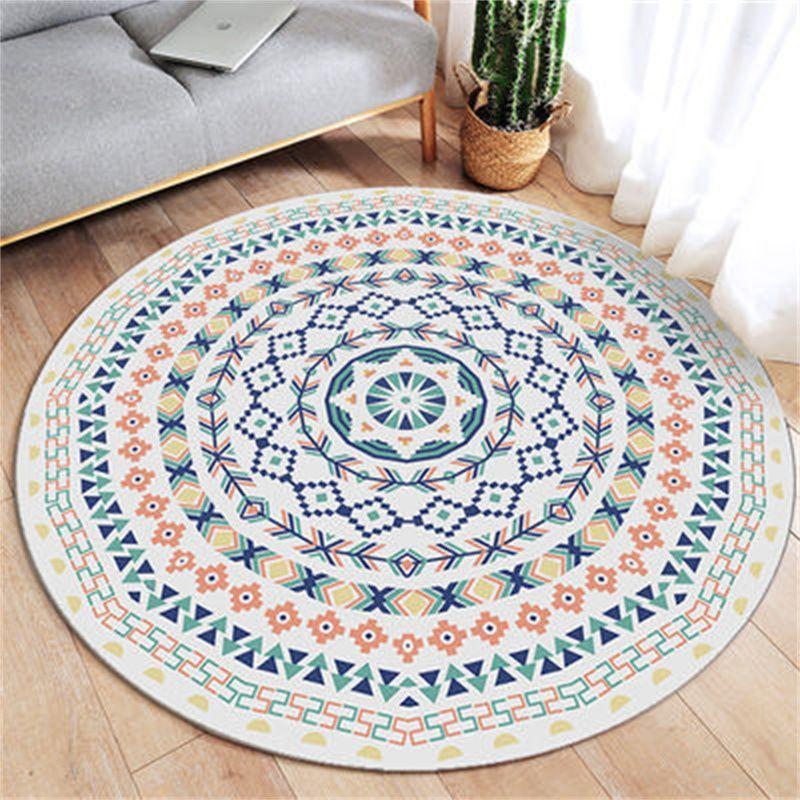 Ethnic Style Circular Carpet Bedroom Minimalist Computer Chair Circular Pad Dressing Table Bedside Dirt Resistant