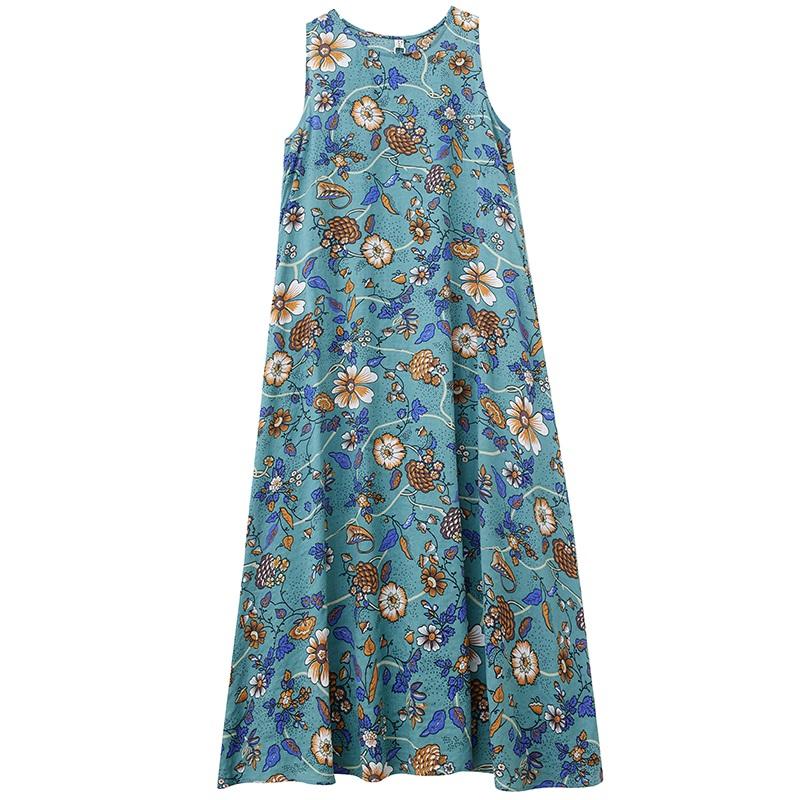 Sleeveless Plus Size Vintage Floral New In Dresses for Women Casual Loose Long Summer Dress