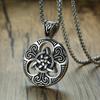 New Retro Punk Men's Irish Celtic Trinity Love Knot Round Triangle Pendant Necklace Retro Mens Jewelry