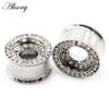 Alisouy 2PCS Purple Black Clear Zircon Stainless Steel Ear Tunnels Plugs Expander Stretcher Gauge Earrings Piercing Body Jewelry