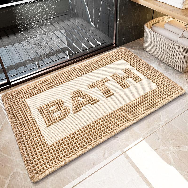 Water Absorbent Bath Mat Waffle Plaid Chenille Bathroom Carpet Anti Slip Floor Mat Entrance Doormat Toilet Bathtub Rug