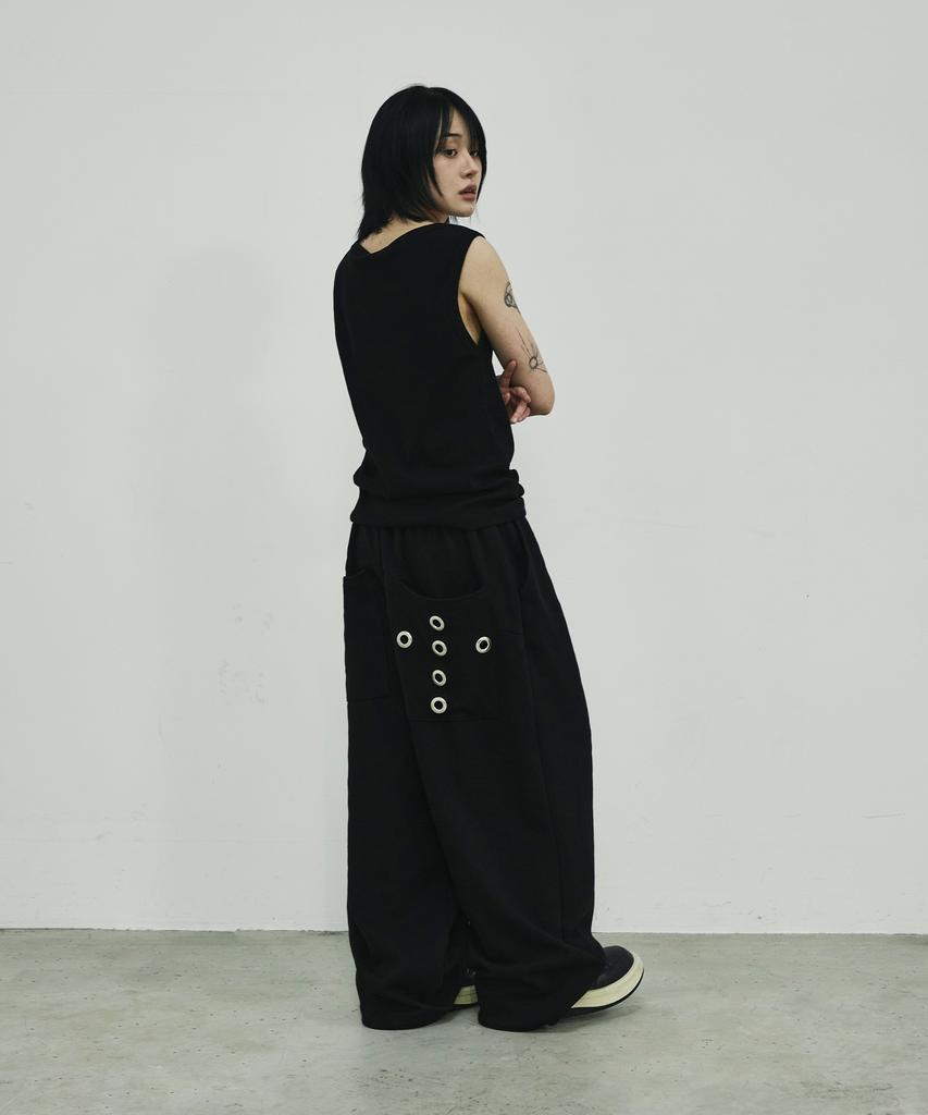 SCALLYWAG Summer Mega Wide Eyelet Training Pants [Black]