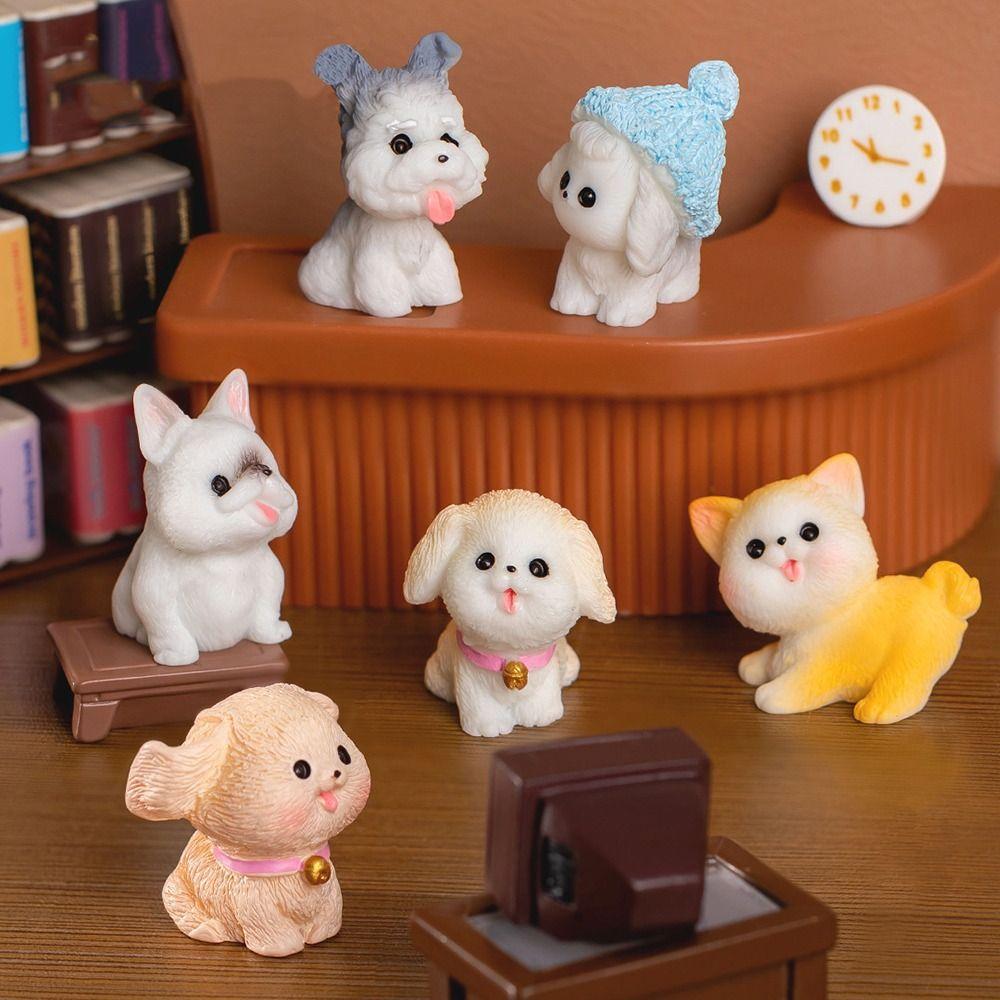 Desktop Animal Figurine Miniature Dog Sculpture Cute Micro Landscaping Home Decor