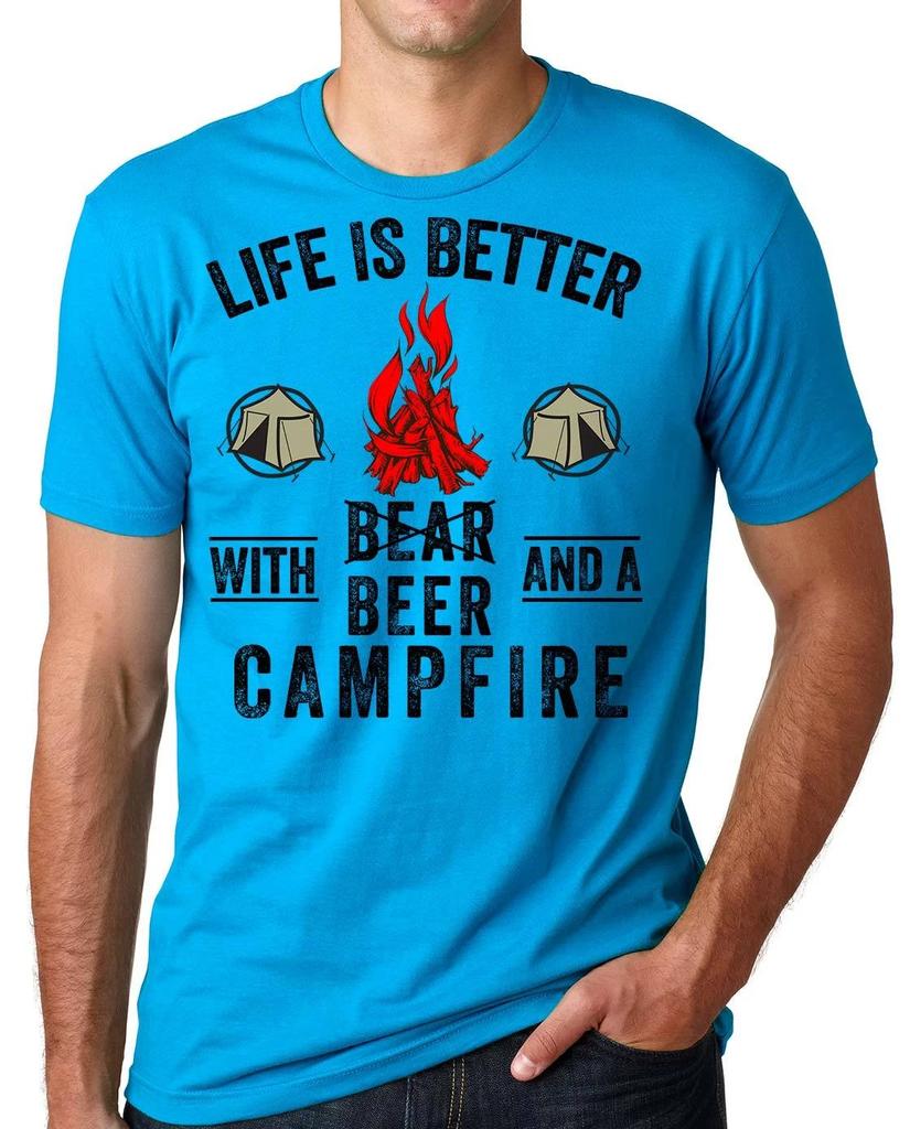 Camping Fishing Hunting Tee T-shirt Beer Bear Tee T-shirt Campfire