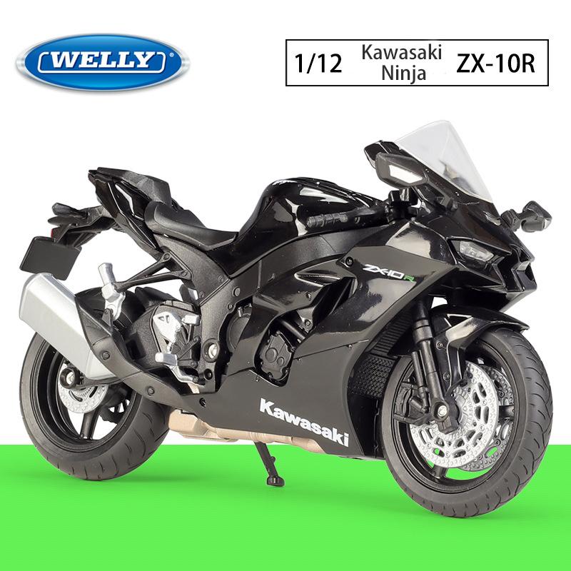Масштаб 1/12 WELLY 2010 Kawasaki Ninja ZX-10R, модель мотоцикла из сплава, литье под давлением, металлические игрушечные транспортные средства, коллекция высокой имитации, детские подарки