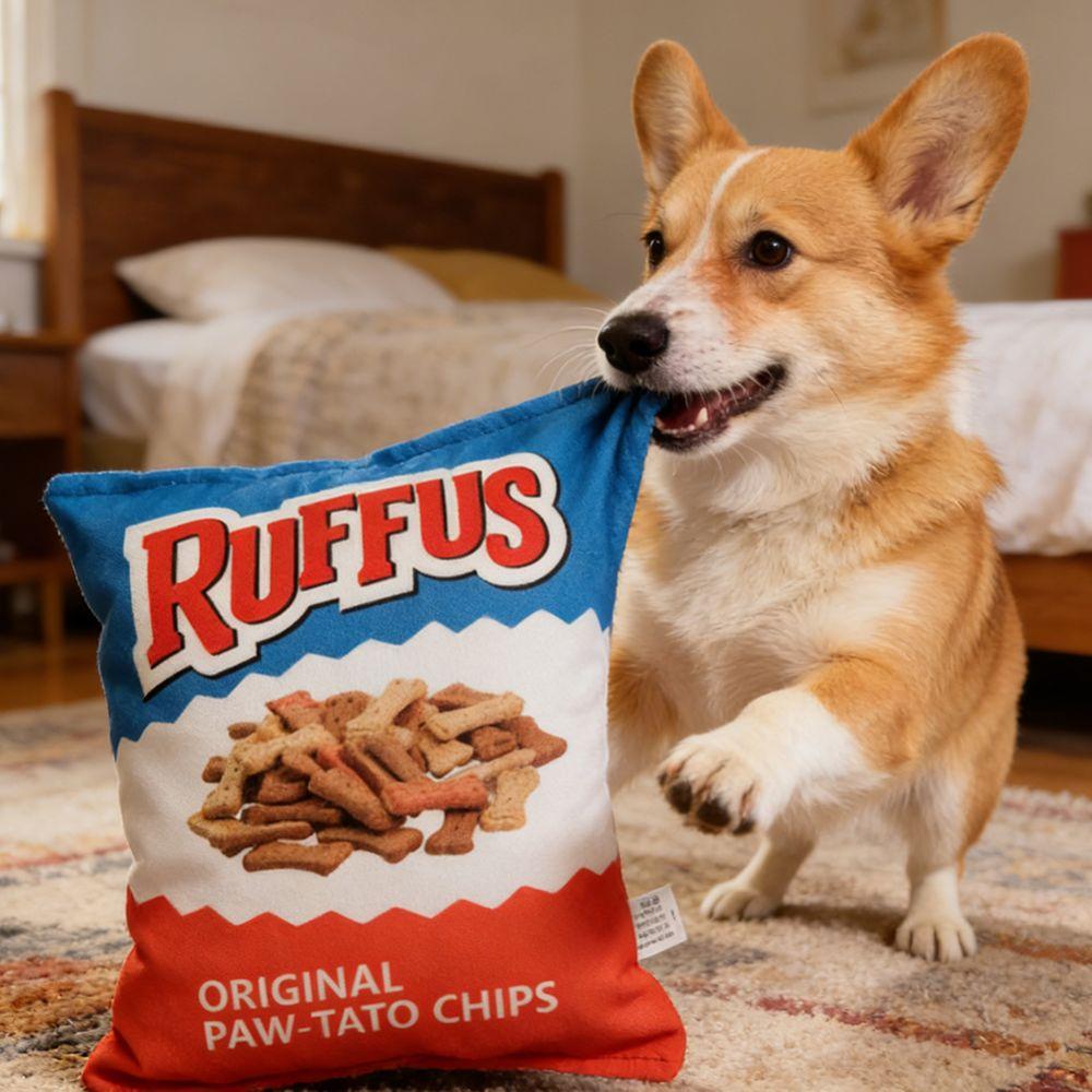 Clean Teeth Plush Potato Chip Toy Creative Chew Training Toy Soft Dogs Gnawing on Toys  for Pets