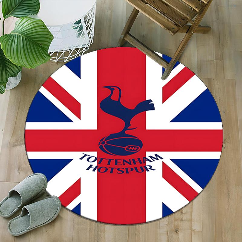 1pc T-Tottenham Hotspur Carpet, Round Rug, Comfortable, Suitable for Entryways, Living Rooms, Office, And Bedrooms, Christmas Decoration
