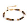 Yhpup Stainless Steel Natural Tiger Stone Beads Chain Handmade Bracelet Bangle for Women Fashion Wrist Summer Manual Jewelry