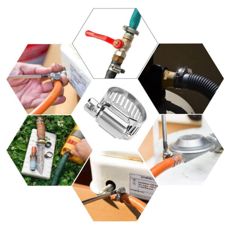 5/10pcs 8 To 152mm 304 Stainless Steel Adjustable Drive Hose Clamp Fuel Line Worm Size Clip Hoops Hose Clamp