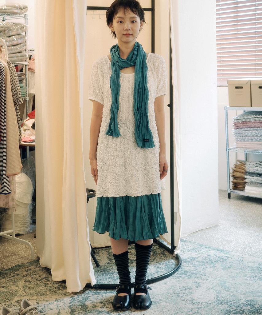 Cookies Wave Crinkle Gored Skirt (Teal)