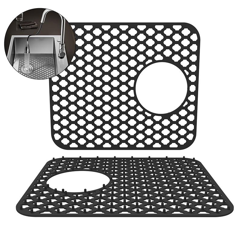 Silicone Sink Protectors For Kitchen Sink,Kitchen Sink With Center Drain Grid Accessory, Non-Slip Heat-Resistant Mat