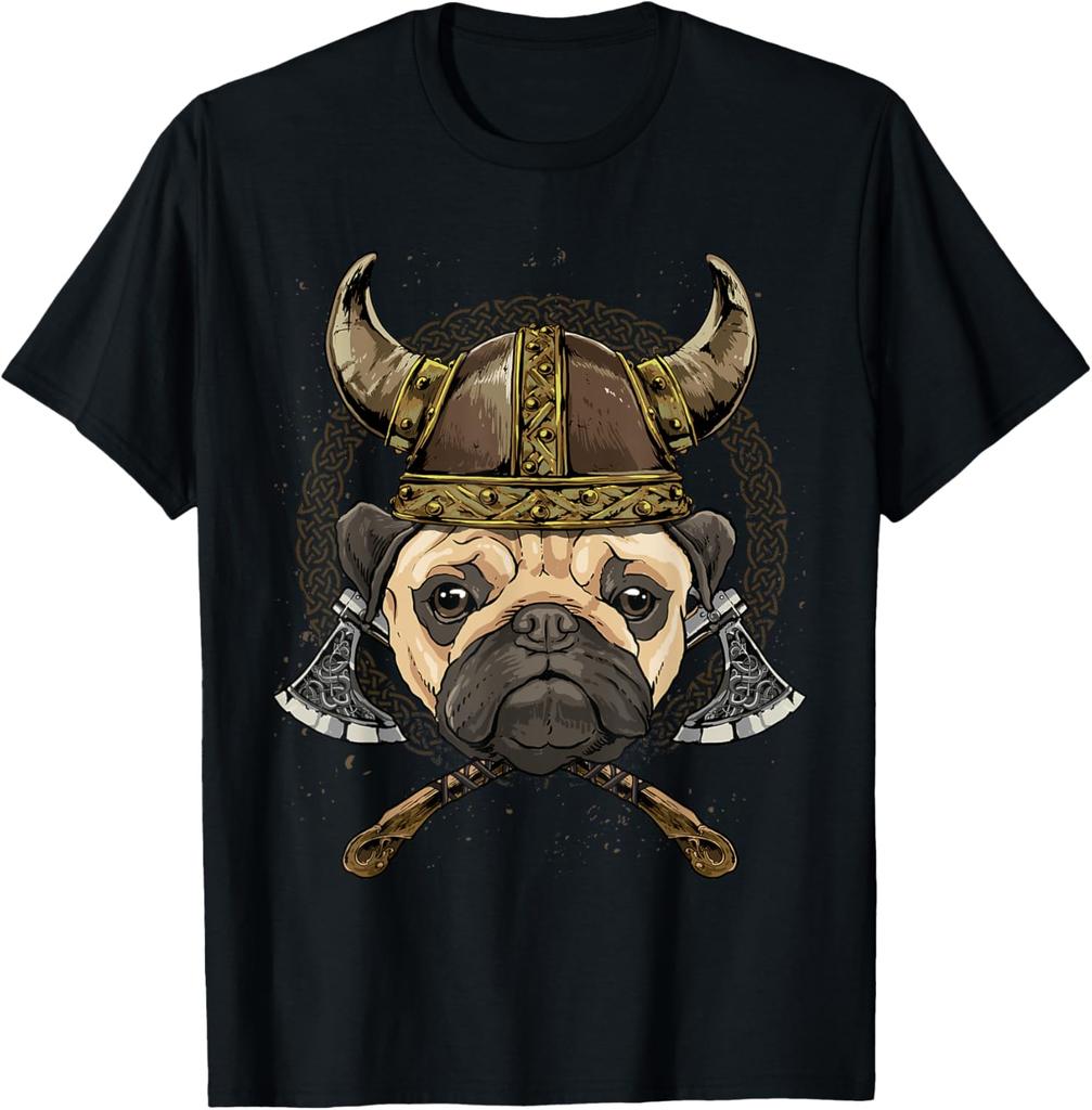 Pug Nordic Warrior Norse Pagan Valhalla Dog Lover TShirt 100 Cotton ONeck Short Sleeve Summer Casual Unisexs Tshirt Streetwear