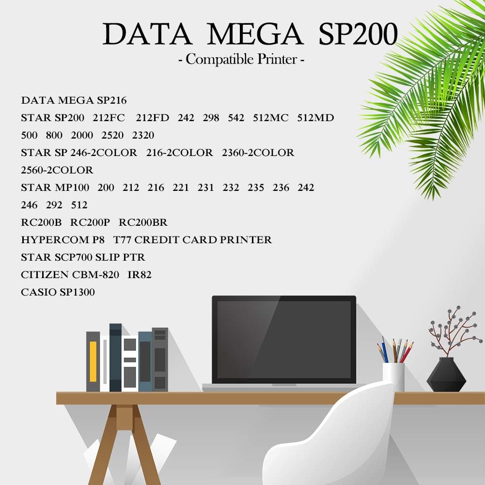 Bigger 12-Pack Replacement for Star SP200 Black Ribbon Used with Star RC200br NK501 T77 SP500 SP-298 SP-500 SP-512mc SP-512md POS Printer