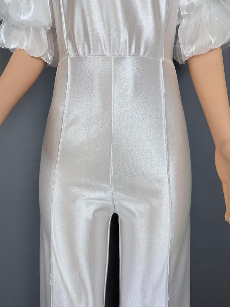 Женский комбинезон с одним плечом и многослойным рукавом, вечернее платье 5813