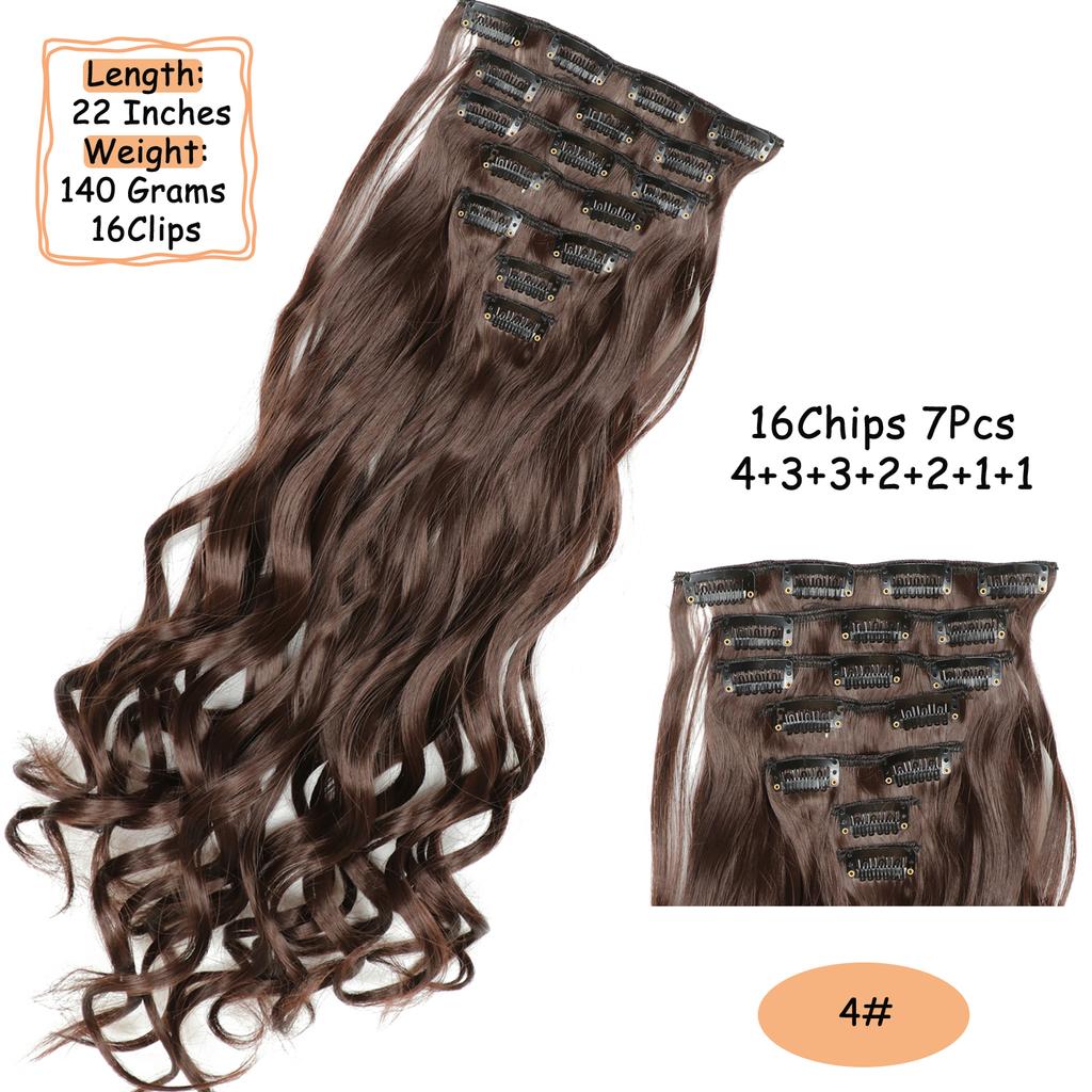 Synthetic Wavy Clip In Hair Extensions Clip In Hair Extensions For Women Full Head Thick Soft Clip In Hairpieces Daily Party