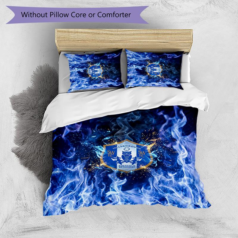 Sheffield Wednesday Football Printed 3 Pieces Bedding Set, Comfortable Skin Friendly Bedroom Duvet Cover Set