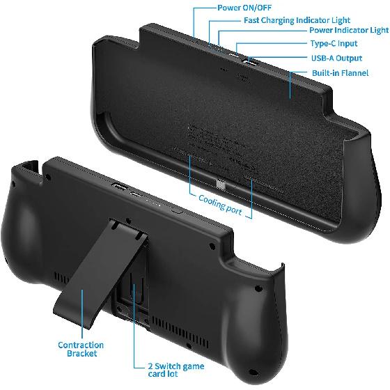 Портативный Power Bank для Nintendo Switch LCD и Switch OLED 10000 мАч Зарядный чехол-аккумулятор Быстрая зарядка PD Внешняя станция питания