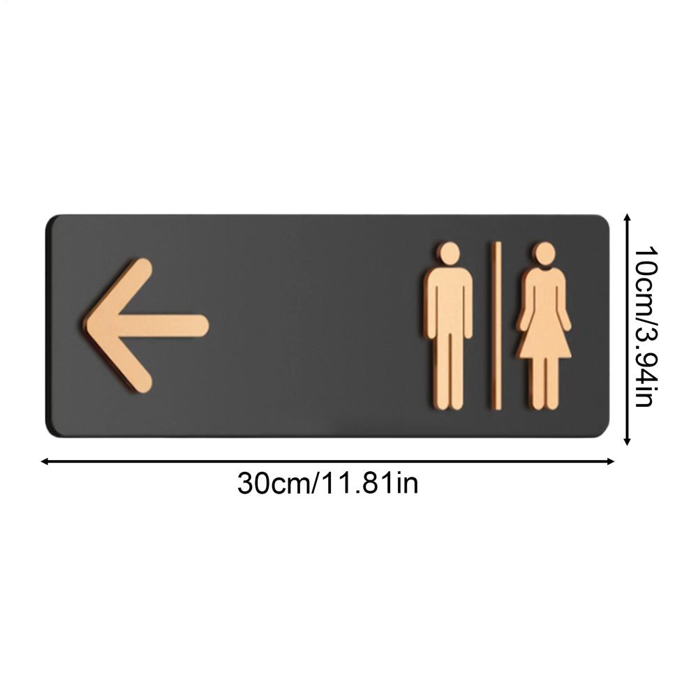 Restroom Sign Acrylic Toilet Directional Sign Adhesive Toilet Signage for Business Home Office Restaurant Laundry Shopping Mall