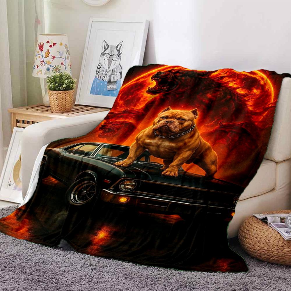 Bull Terrier Print Flannel Blanket High Quality Warm Comfortable Cover for All Seasons Perfect for Gifts Home Decor