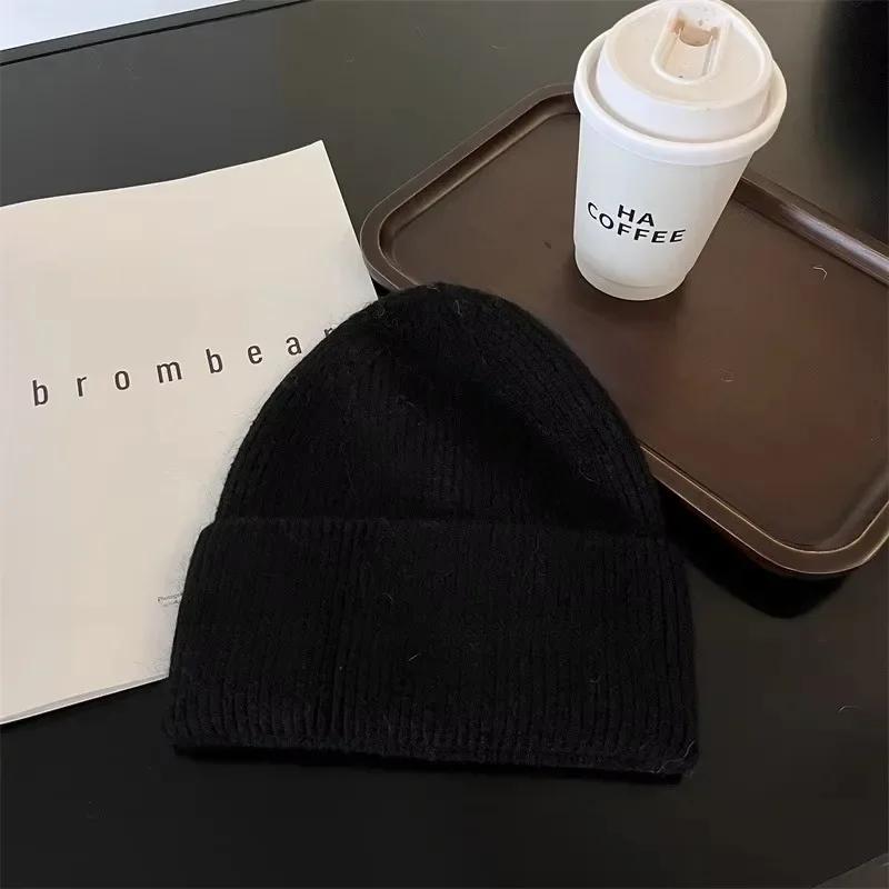 2024 Ангорская вязаная зимняя шапка для женщин из меха кролика, пушистые вязаные шапки, корейская роскошная шапка для женщин, мягкие теплые шапки Skullies