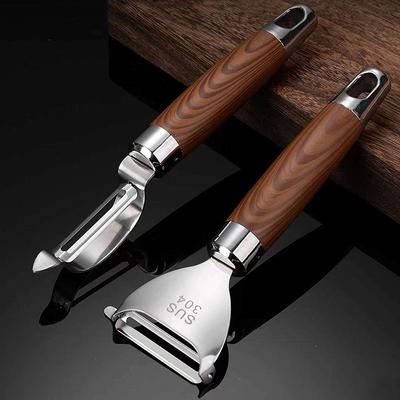 1/2 шт., овощечистка из нержавеющей стали, многофункциональная терка с деревянной ручкой для овощей, фруктов, картофеля, терка для чистки, домашний кухонный инструмент для чистки