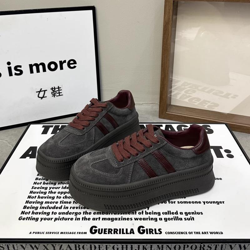 Версия из коровьей кожи~ ретро стиль платформа немецкие тренировочные туфли женские осень 2025 новые на шнуровке туфли на платформе универсальная повседневная трендовая обувь