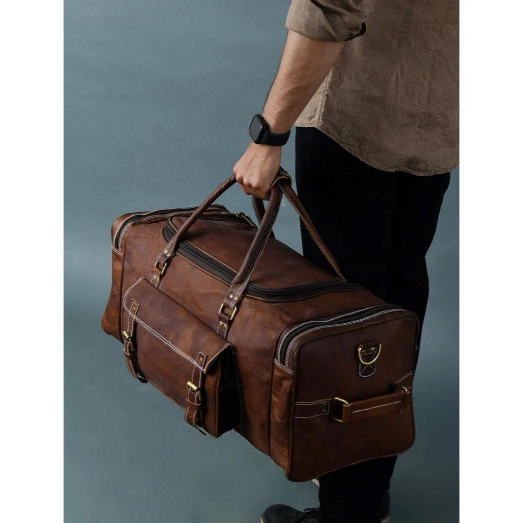 Кожаная спортивная сумка Кожаная дорожная сумка для багажа Сумка для выходного дня, семейная праздничная сумка