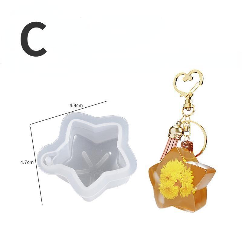 1 Pcs Diy Keychain Drip Mold Resin Flower Cat Claw Pentagram Pendant Silicone Mold Wholesale