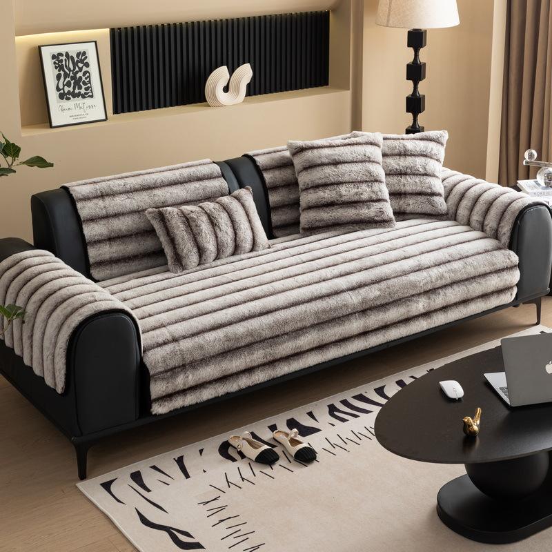 Imitation Mink Sofa Cushion Autumn And Winter Plush Seat Cushion Light Luxury High-Grade Leather Sofa Cover New Cover